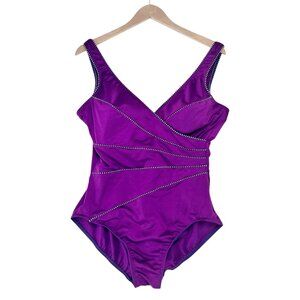 MIRACLESUIT V-Neck Horizon Once Piece in Purple Size 14